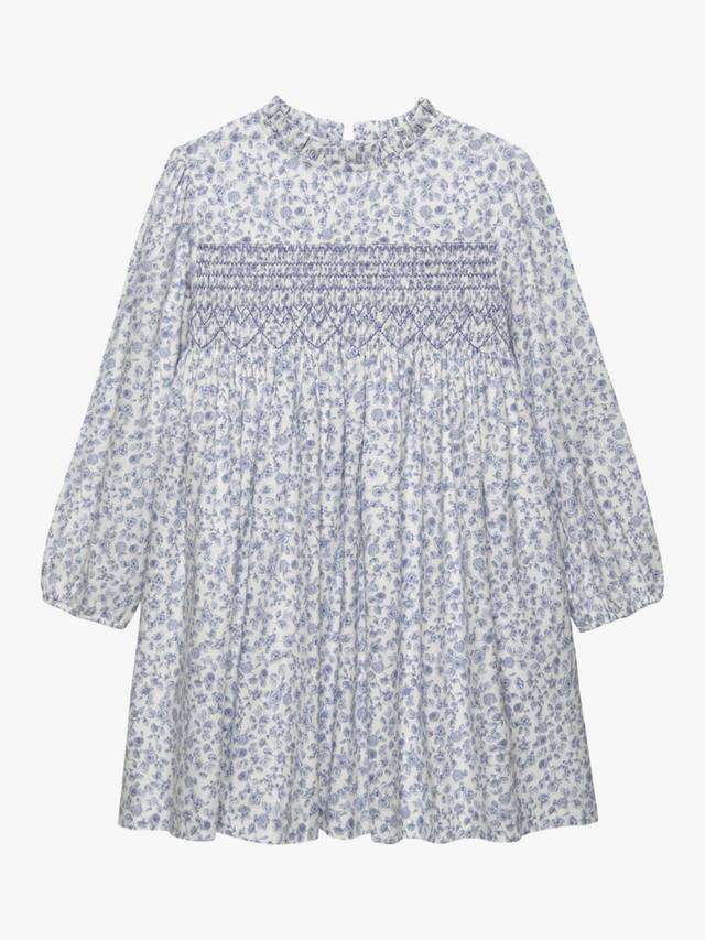 

Детское платье Edie с длинными рукавами из хлопка Trotters, Pale Blue Floral