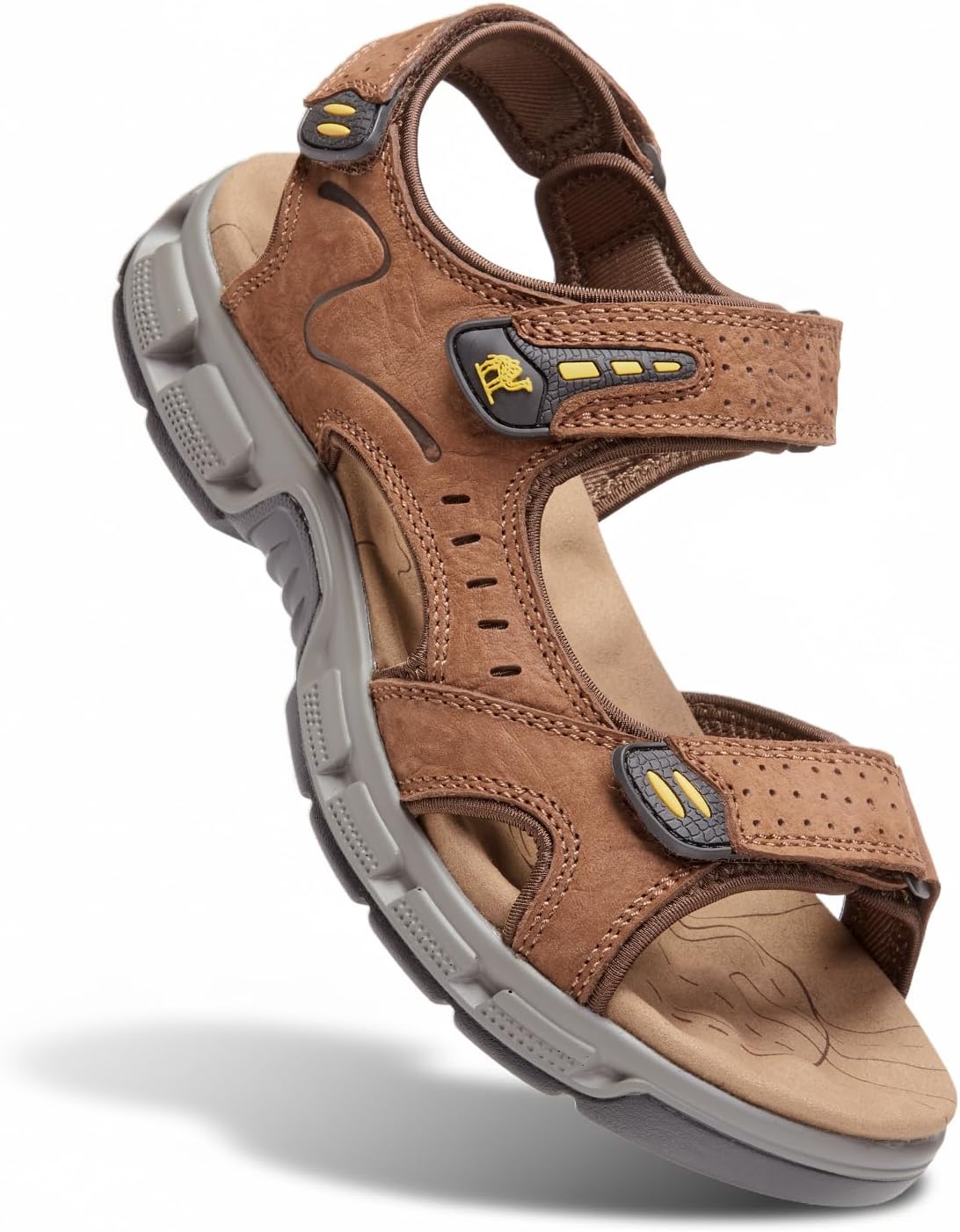 

Мужские кожаные сандалии CAMEL CROWN для походов, активного отдыха на улице, воды и пляжа, летние сандалии с открытым носком и регулируемыми ремешками, Dark Drown-7837