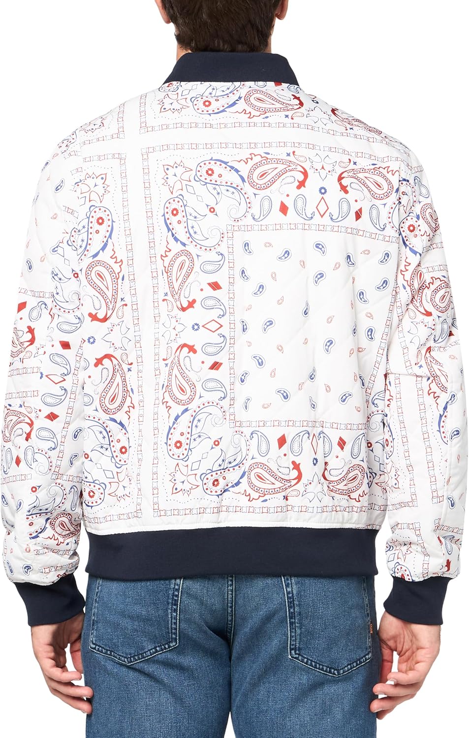 Мужская куртка-бомбер Levi's с ромбовидной стежкой, White/Navy Bandana — фото 2