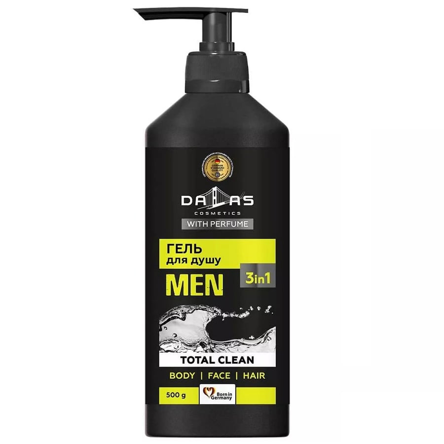 

Dalas, Men, гель для душа 3в1, Total Clean, 500г