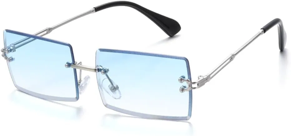 

Солнцезащитные очки без оправы, маленькие прямоугольные солнцезащитные очки для путешествий, очки с защитой от УФ-излучения UV400, аксессуары для очков LANGSER, 12