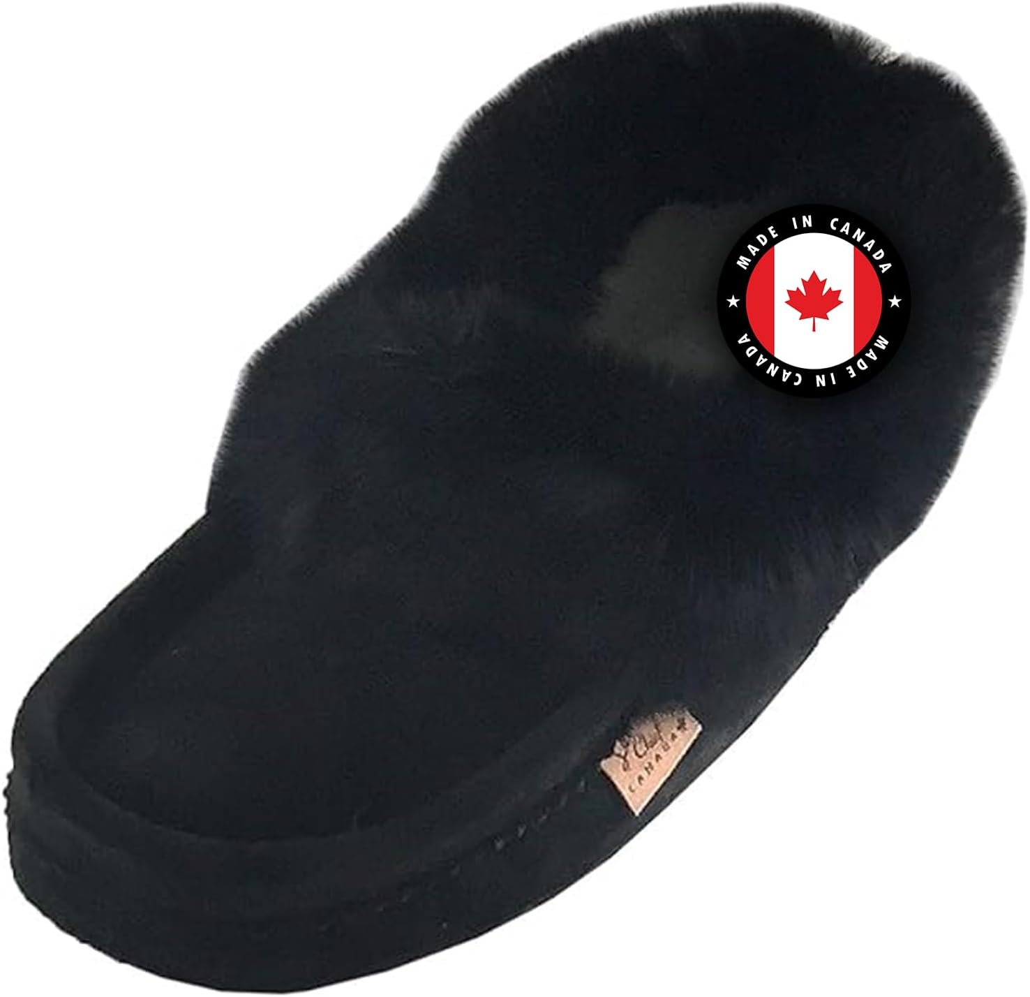 

Мужские замшевые мокасины Laurentian Chief с воротником из кроличьего меха и мягкой подошвой для дома, черный