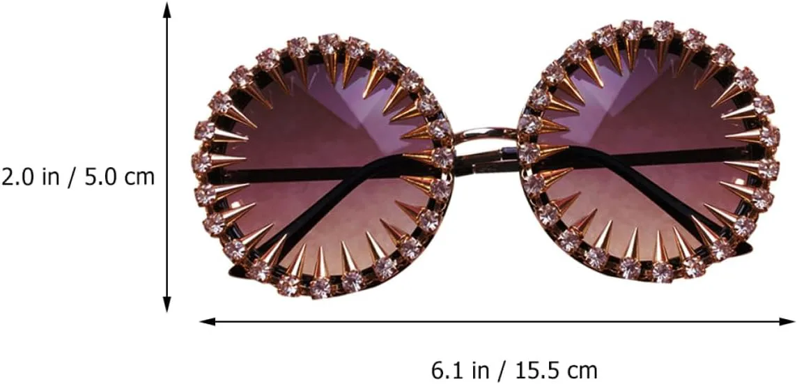 

Солнцезащитные очки ARTIBETTER с заклепками, круглые, винтажные, со стразами, в черной оправе, в ретро-стиле, женские, для вечеринок и выступлений, Black