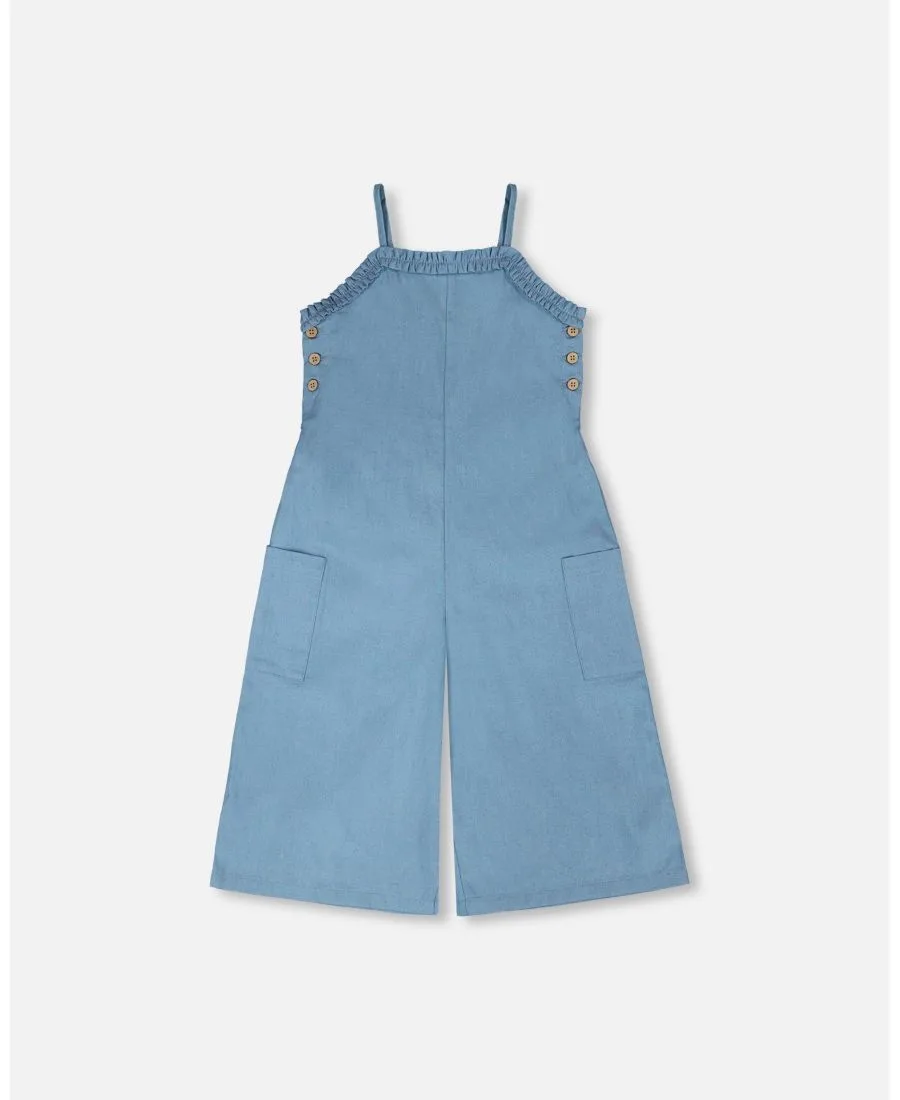 Комбинезон из шамбре для девочек постарше Deux par Deux, светло-голубой chambray
