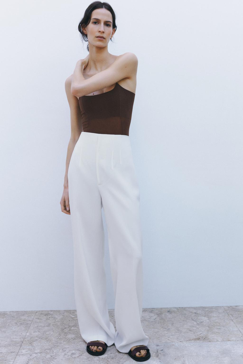 

Заштопанные брюки ZARA, экрю