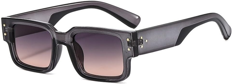 

Ретро квадратные женские двухцветные солнцезащитные очки с декоративными заклепками, защита от УФ-излучения UV400; модные мужские солнцезащитные очки с градиентным переходом цвета SKFGNX, Grey Grey Tea