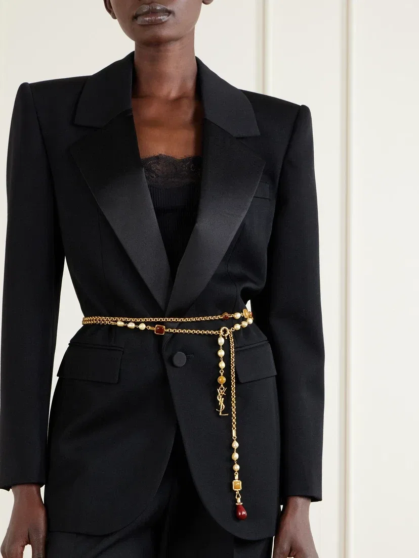 Пояс-цепочка Cassandre из золотистого металла и смолы SAINT LAURENT, золотой — фото 2