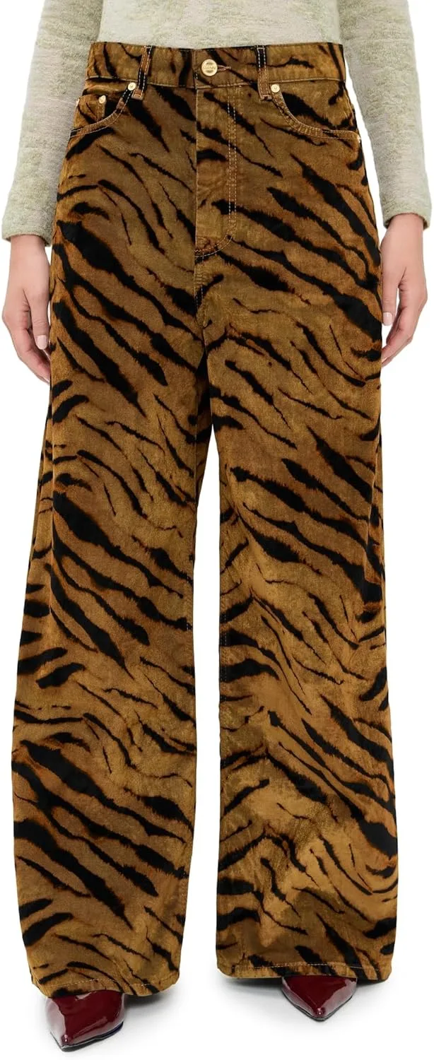 

Ganni Women's Printed Flock Denim Baggy Jeans