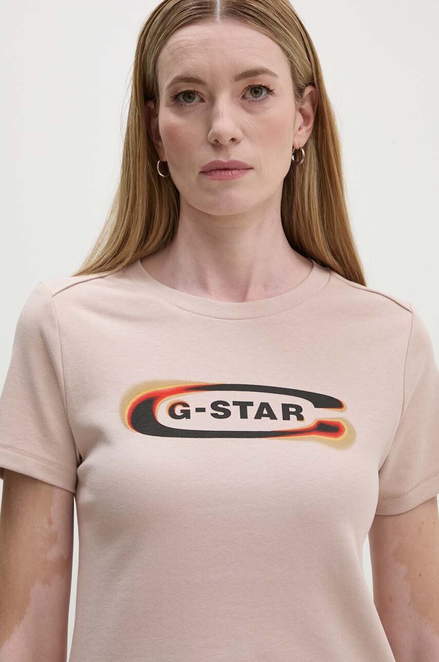 

Хлопковая футболка G-Star Raw, бежевый