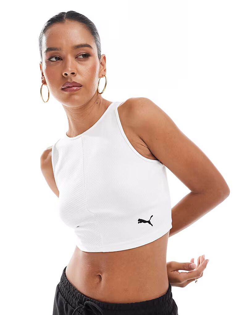 

Укороченный топ Puma Wardrobe ess в рубчик белого цвета