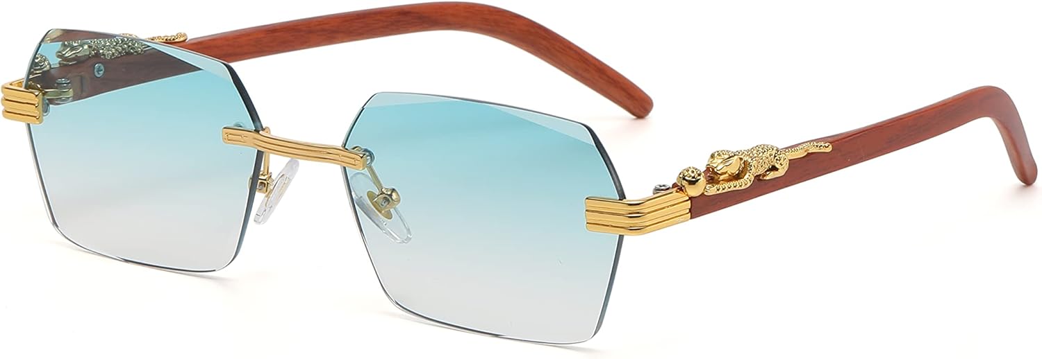 

Безупречные очки. Ретро-солнцезащитные очки без оправы. Роскошные винтажные металлические прямоугольные солнцезащитные очки с тонированными цветными линзами FLAWLESS EYEWEAR, Teal