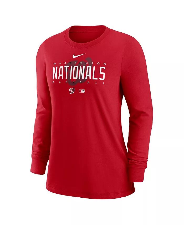 Женская красная футболка Washington Nationals Authentic Collection Legend Performance с длинным рукавом Nike — фото 2