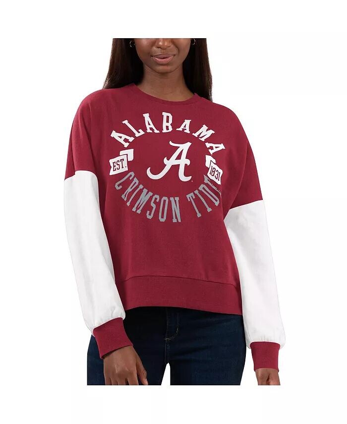 

Женский малиново-белый пуловер с капюшоном Alabama Crimson Tide Team Pride с цветными блоками G-Iii 4Her By Carl Banks