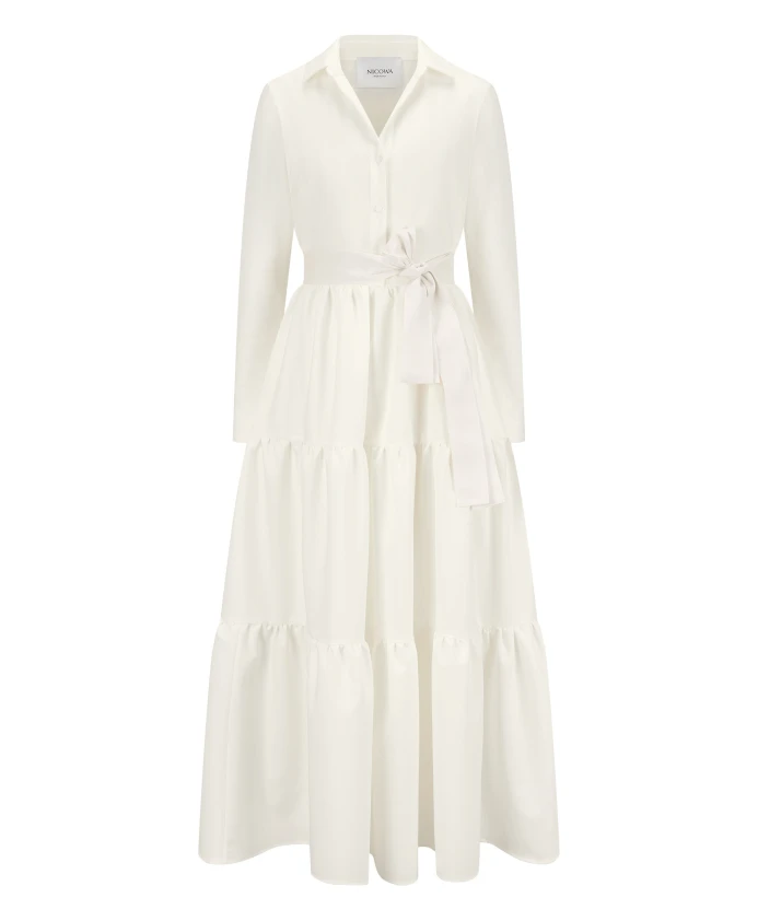 

Элегантное платье-рубашка с кристальными пуговицами Nicowa, белый