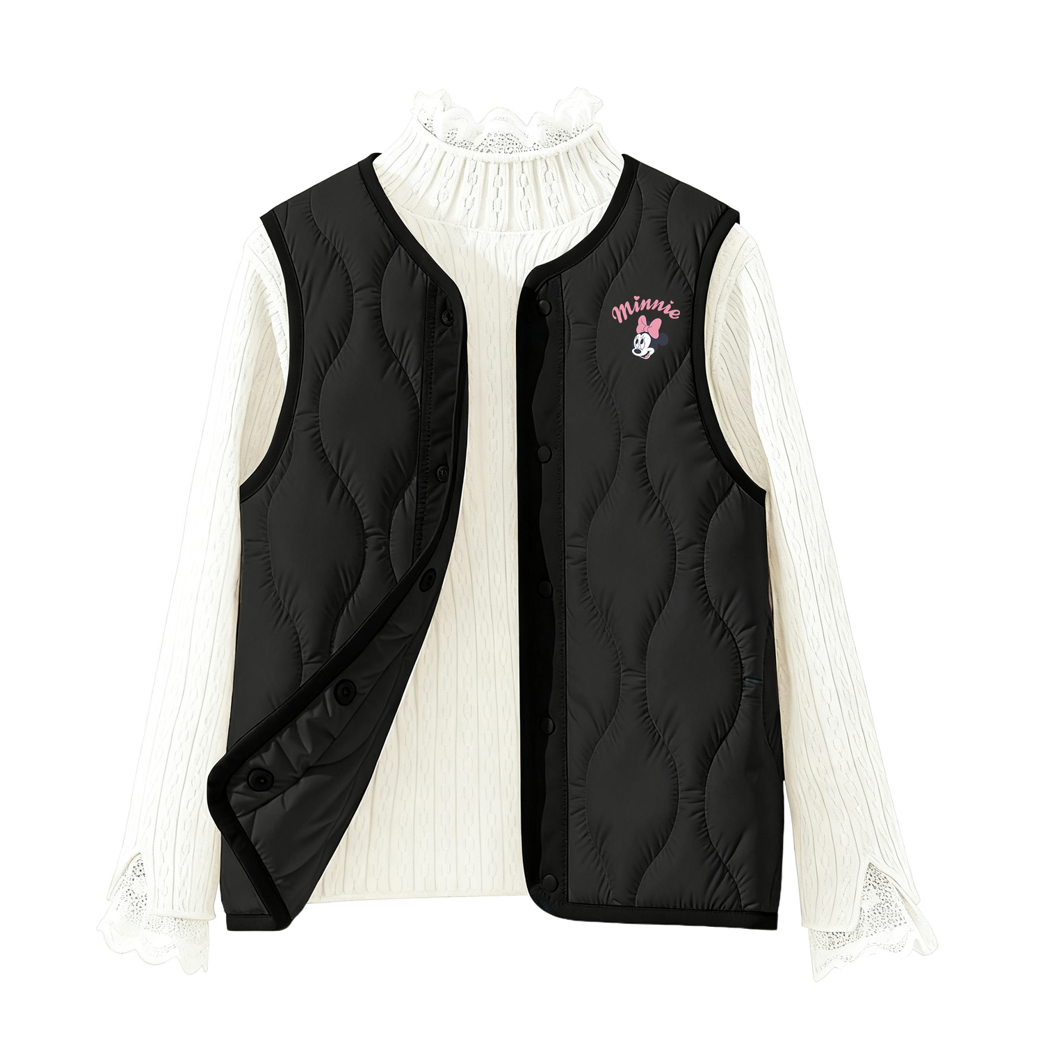 

Детский свитер Disney, [Thickened Thermal]Silicone Di-Eye K Black+Solid Color Ecru