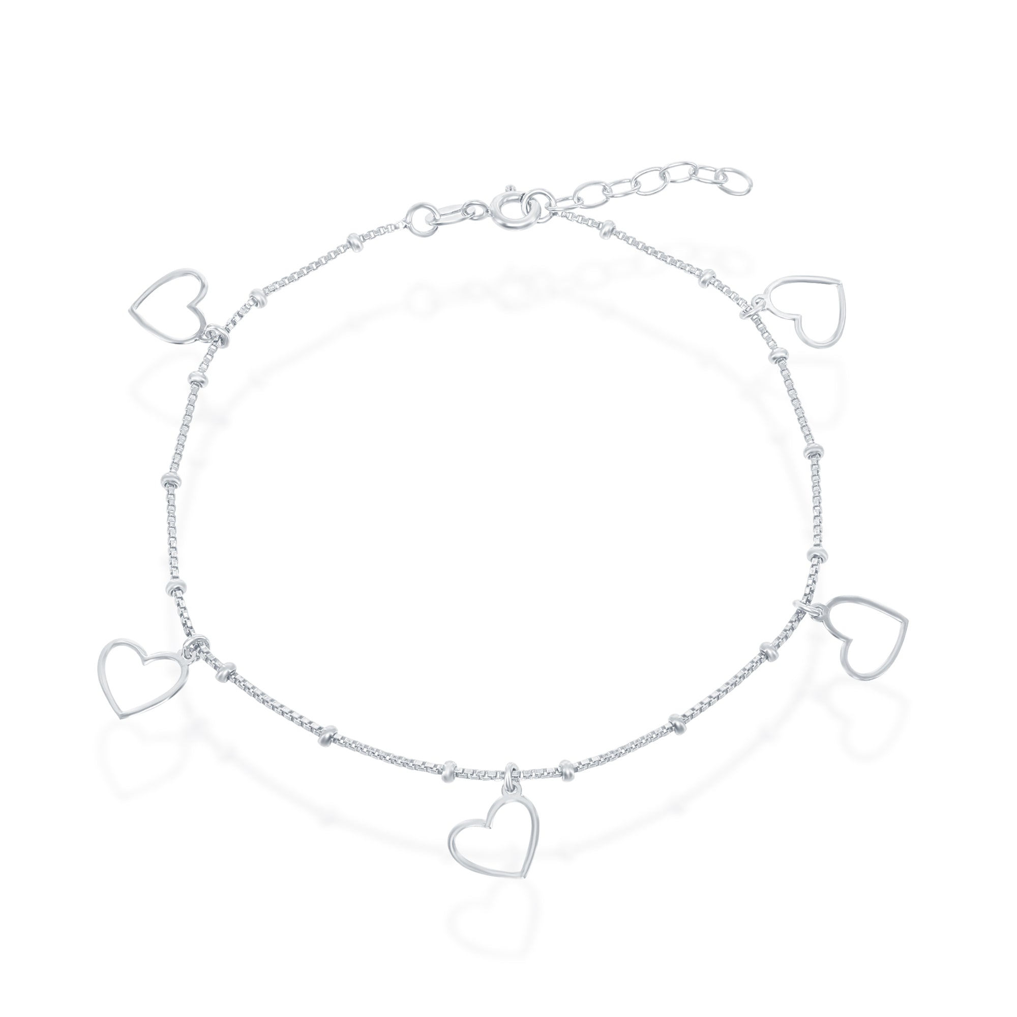

Серебряный браслет на лодыжку с открытым сердцем Simona, серебряный