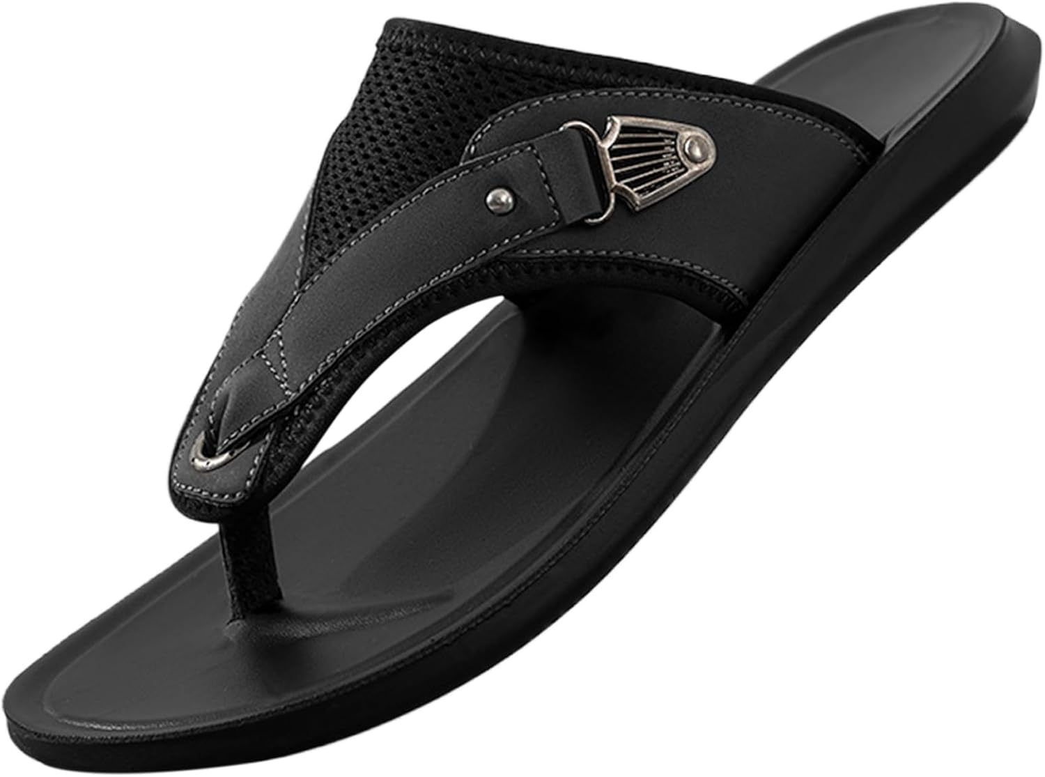 

Мужские шлепанцы BANGTEUO с удобной посадкой, для пляжа, с круглым носком, открытые сандалии на каждый день, классические летние отпускные сандалии, черный