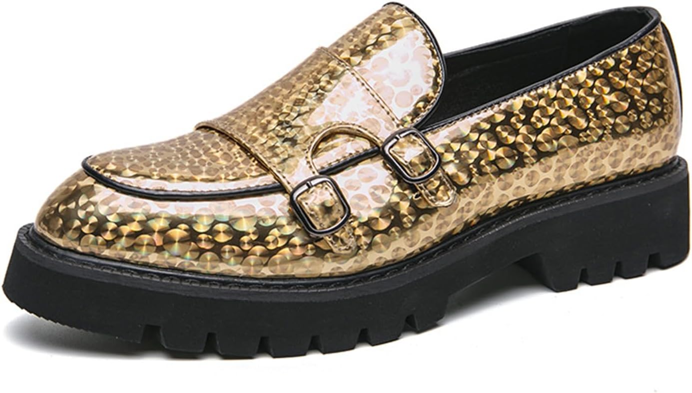 

Мужские лоферы на платформе с двойным ремешком и лакированной кожей, модные классические туфли с противоскользящей рифленой подошвой, деловые и повседневные комфортные лоферы Penny Etoryoox, золотой