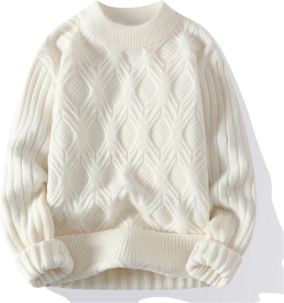 

Мужской однотонный шерстяной свитер с круглым вырезом и длинными рукавами