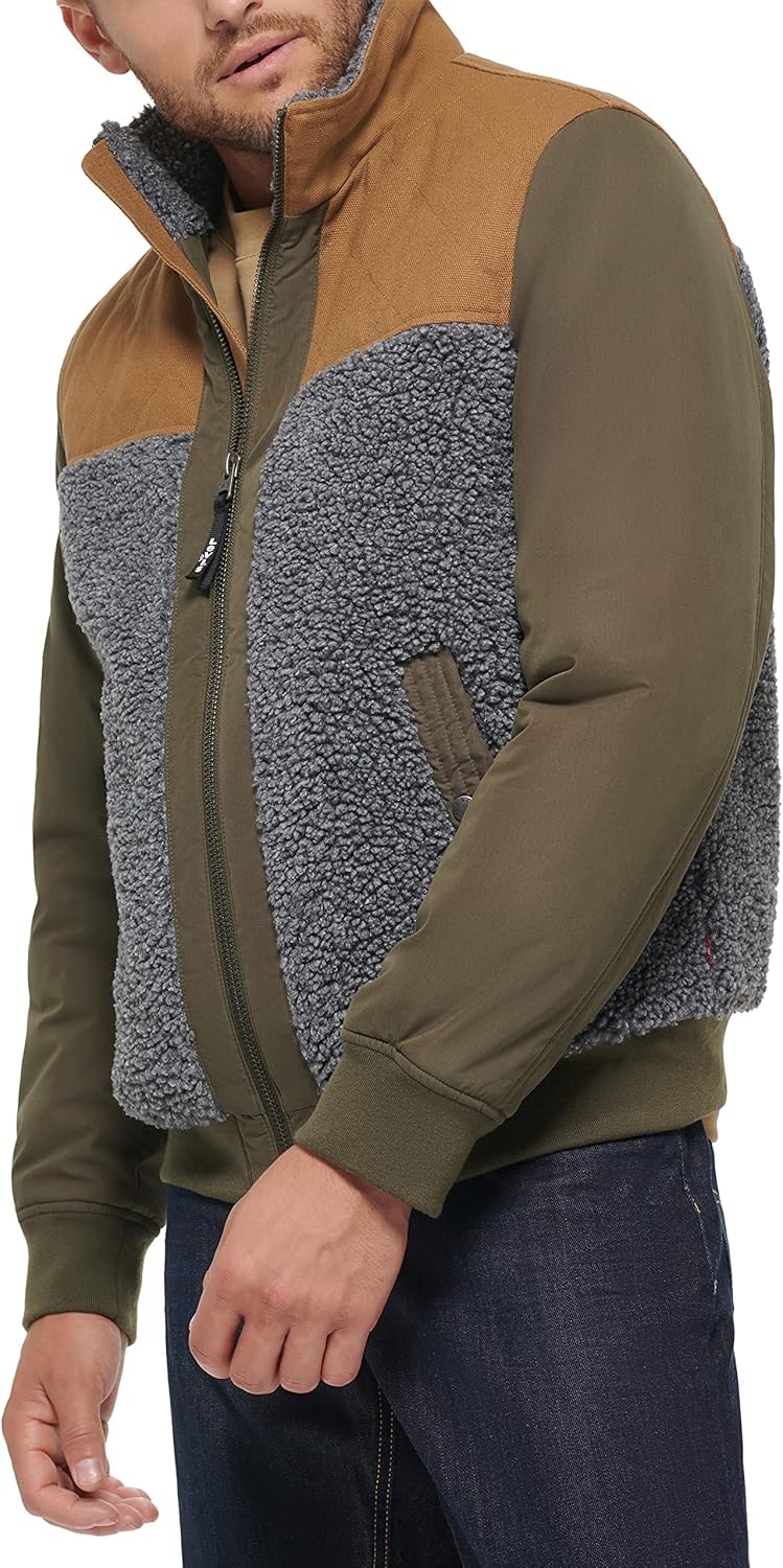 Мужская куртка Levi's из стеганого шерпа смешанной техники с воротником-стойкой, Olive — фото 3