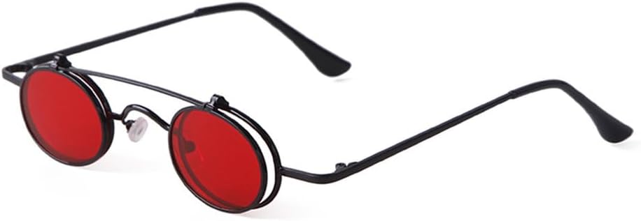 

LVTFCO Винтажные хип-хоп красные маленькие круглые солнцезащитные очки для женщин, забавные очки в стиле стимпанк, металлические овальные круглые солнцезащитные очки UV400, C5