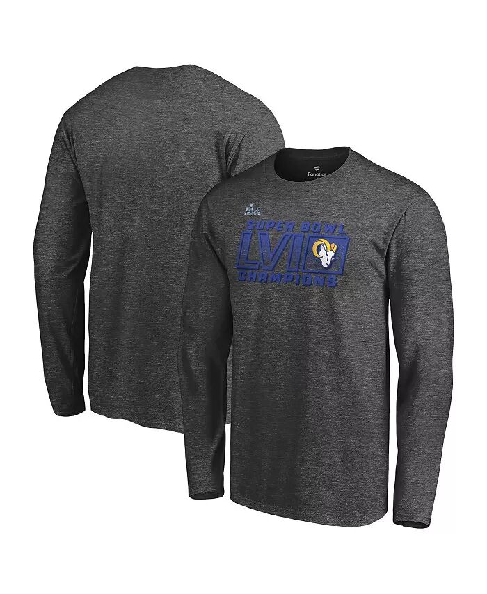 

Футболка мужская Heather Charcoal Los Angeles Rams Super Bowl LVI Champions Fumble с длинным рукавом Fanatics