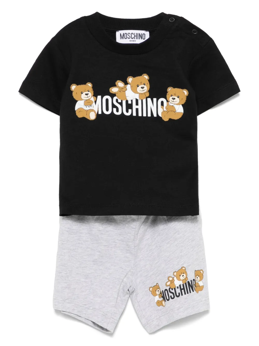 

Комплект Teddy Bear из футболки и шортов Moschino Kids, серый