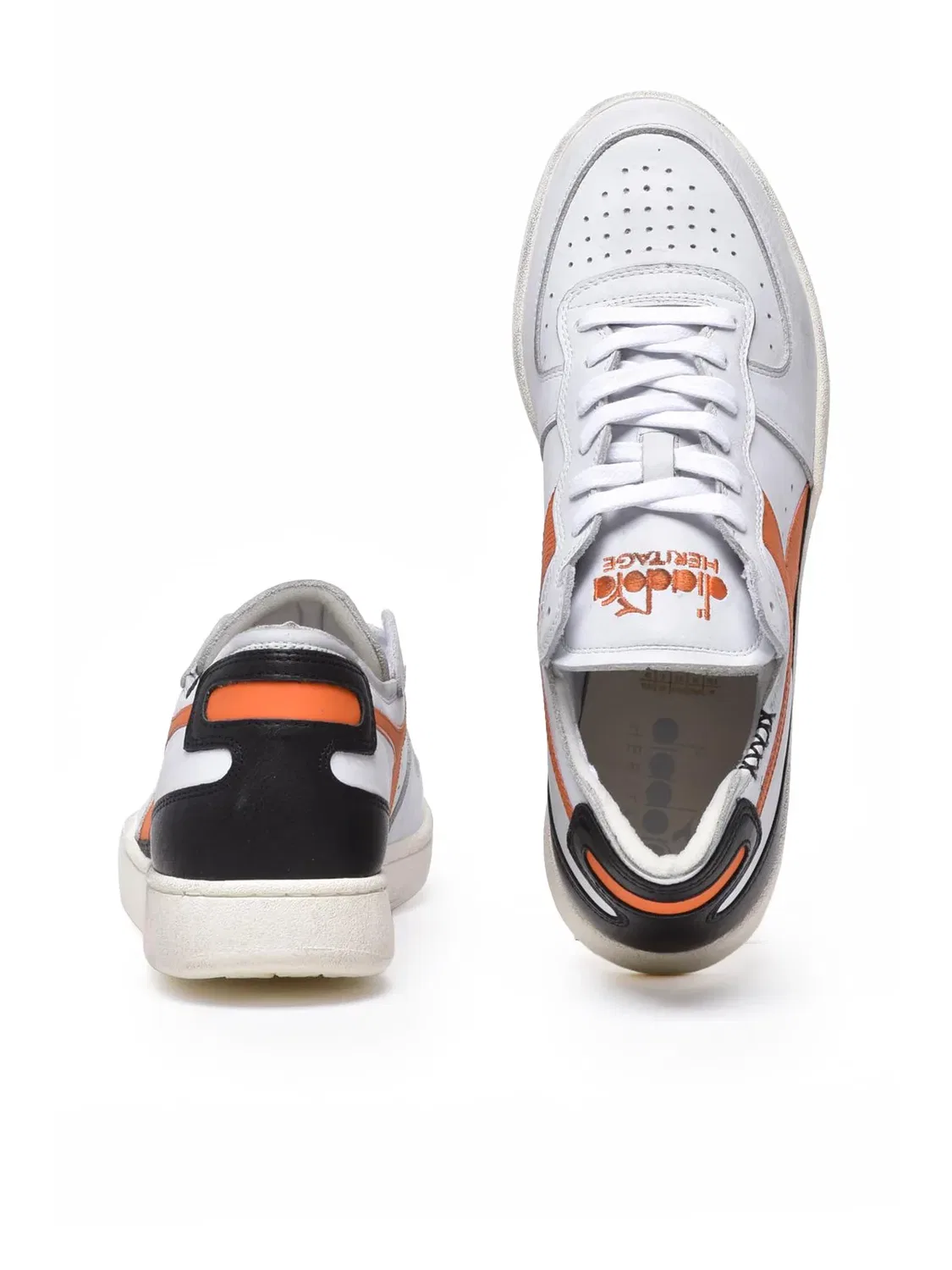 DIADORA HERITAGE Серые и оранжевые кожаные кроссовки Basket Row — фото 3