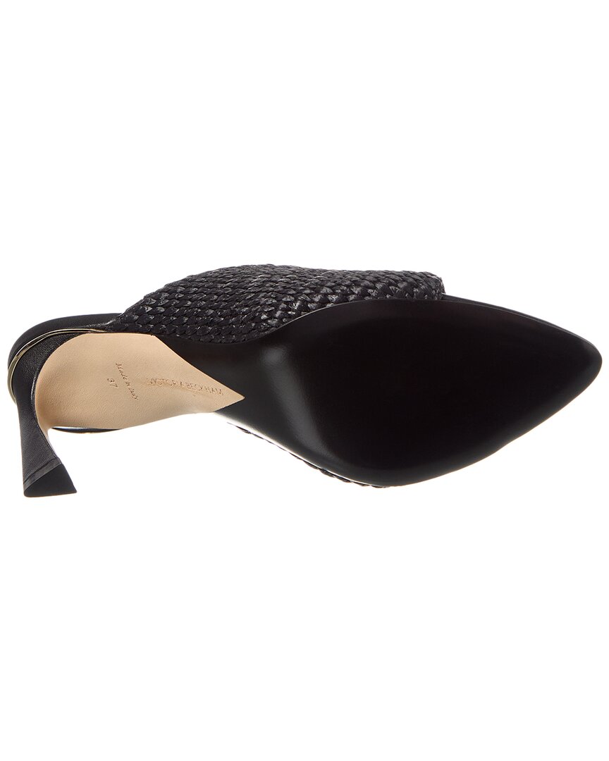 Victoria Beckham Raffia & Leather Sandal, черный — фото 4