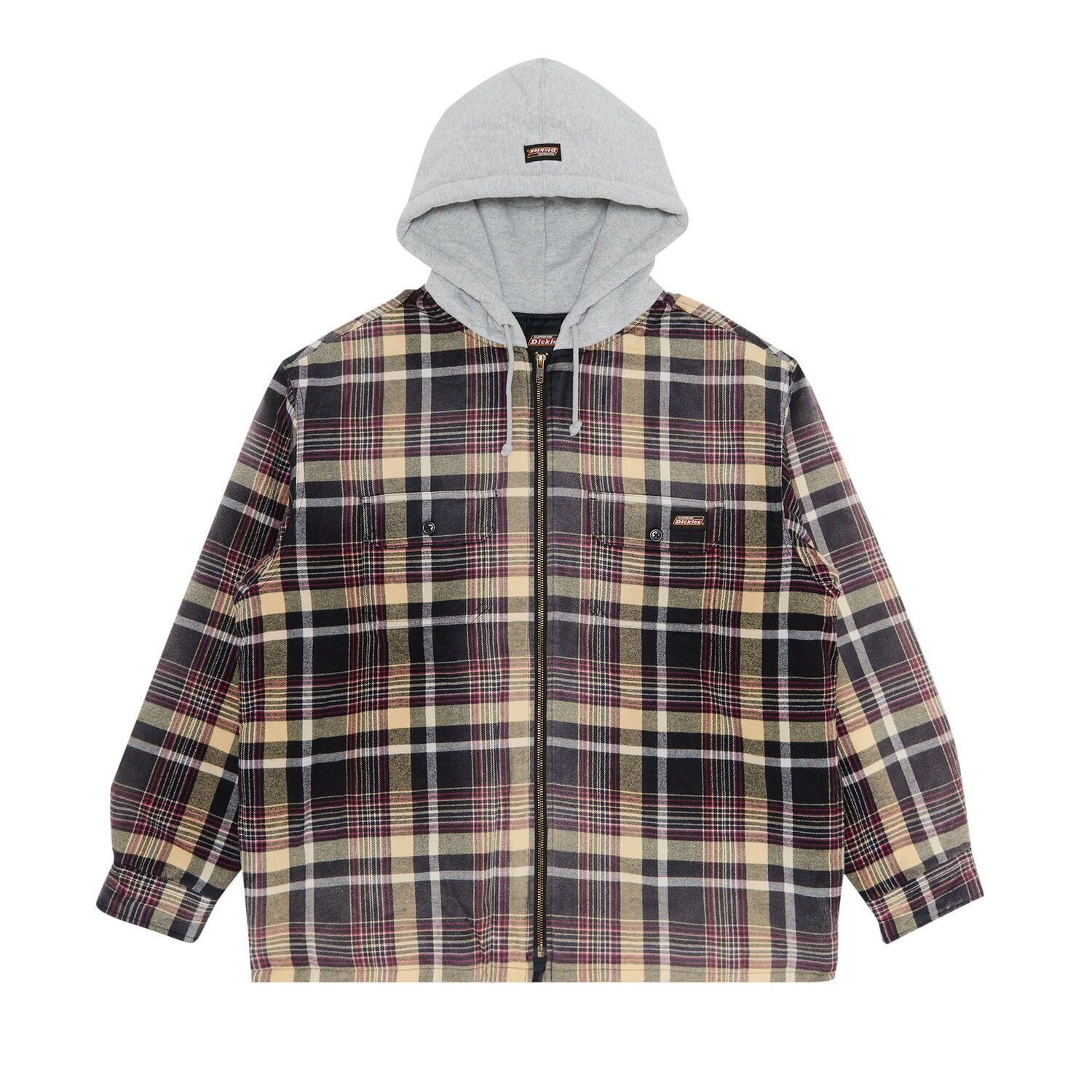 

Рубашка на молнии в клетку с капюшоном Supreme x Dickies, цвет Черный