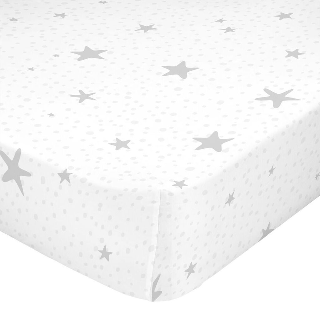 

Простыня HappyFriday BASIC KIDS белый серый 70 x 140 x 14 см звезды