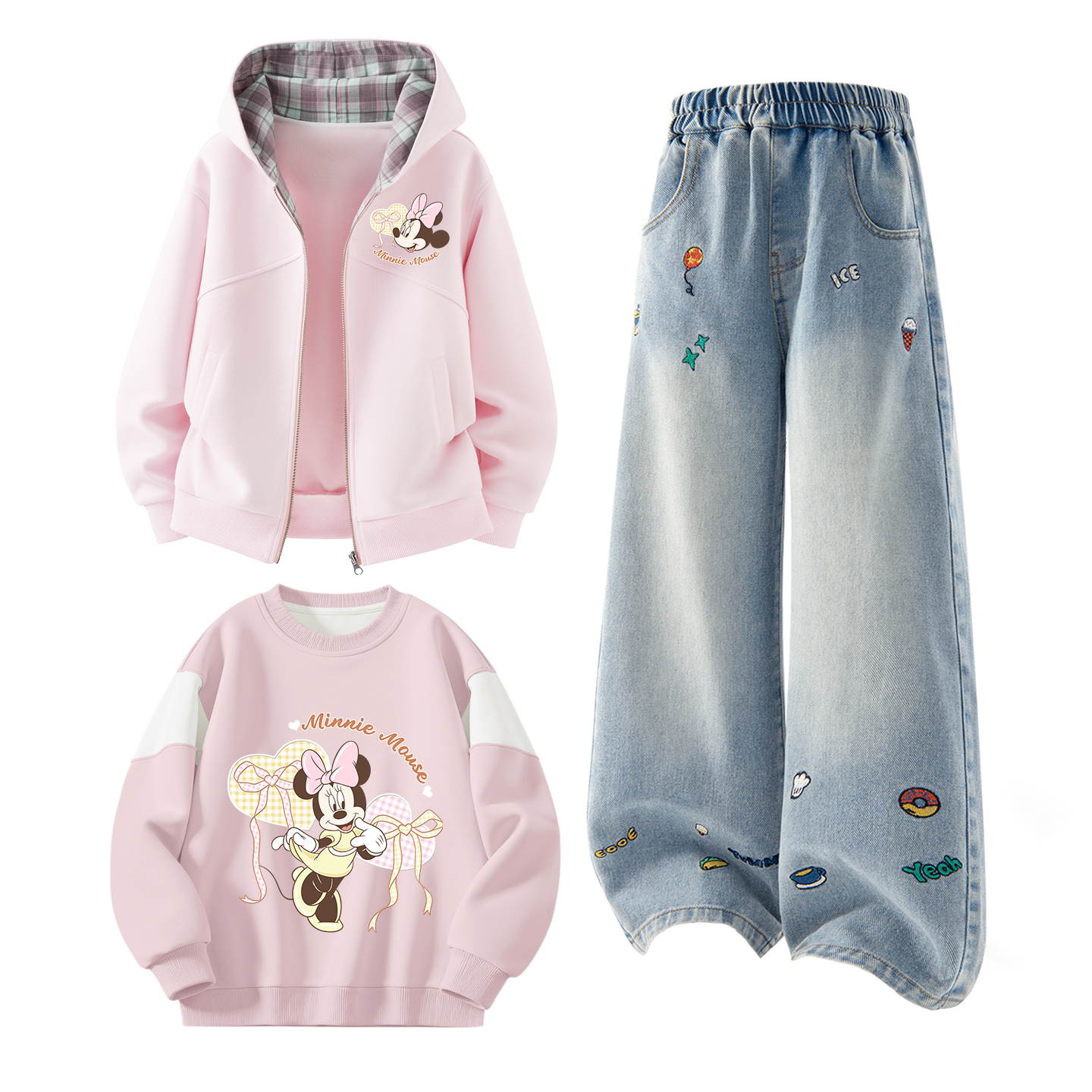 Детская повседневная спортивная одежда Moderate Disney, di xiling star k cherry blossom розовый+solid color denim синий+di call smile k cherry blossom розовый — фото 4