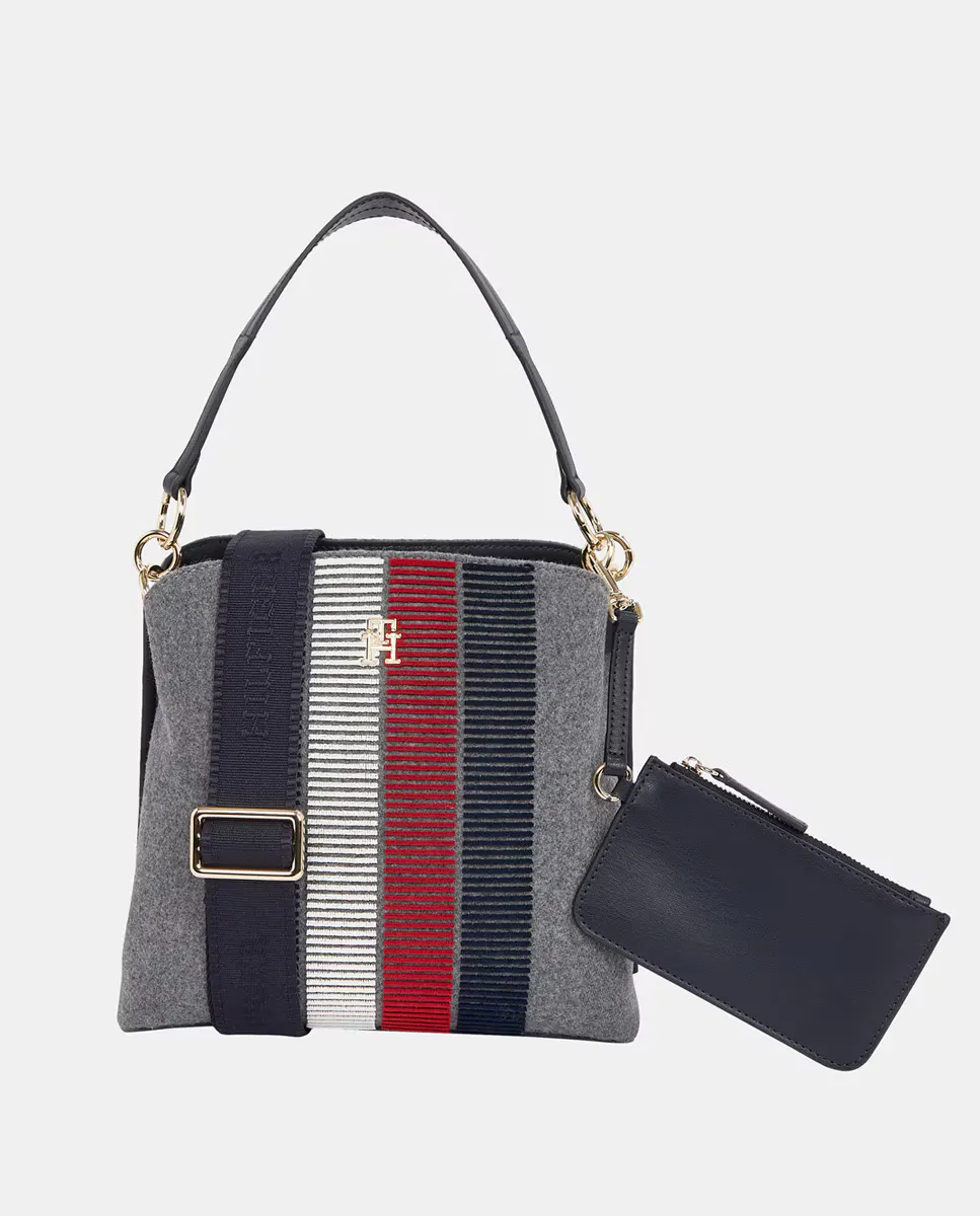 

Сумка-ведро с полосатой отделкой Tommy Hilfiger, серый