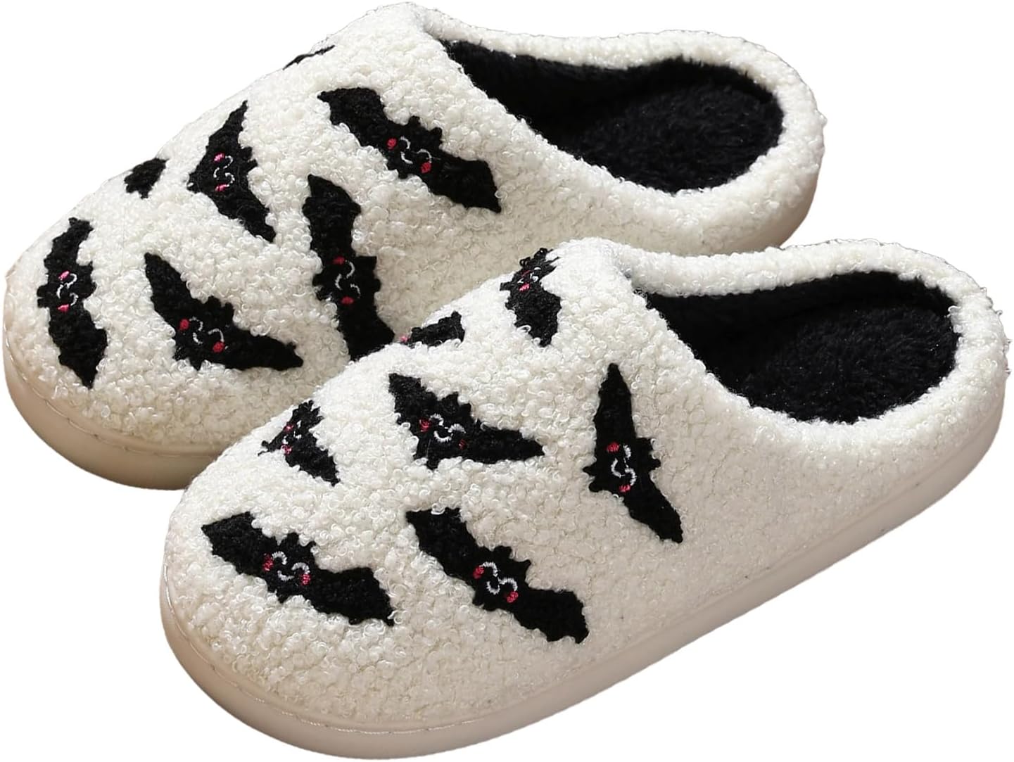 

Домашние тапочки на Хэллоуин для женщин и мужчин, милые, уютные, теплые, плюшевые, пушистые, из пены с эффектом памяти, нескользящие, осенние и зимние Generic, белый