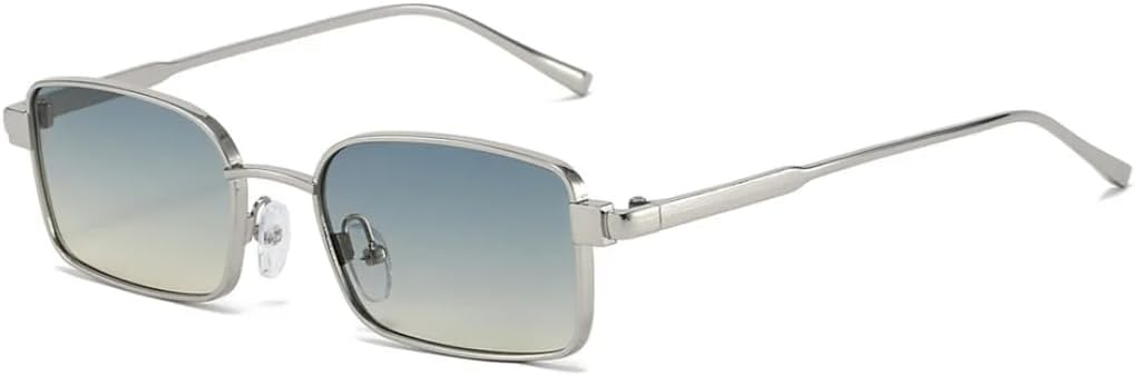 

Женские солнцезащитные очки прямоугольной формы из металла, модные серебристо-голубые градиентные очки с защитой от УФ-излучения UV400, мужские солнцезащитные очки в стиле панк UUPTTPL, Silver Green Tea