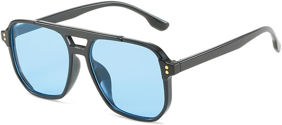 

Модные солнцезащитные очки с двойной перемычкой, квадратной формы, женские, в стиле ретро, ​​с заклепками, солнцезащитные очки UV400 для мужчин, градиентные солнцезащитные очки WNCKSQ, Black Blue