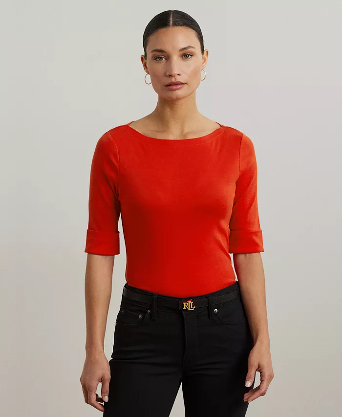 

Футболка-лодочка из стрейч-хлопка, PXS - 3X Lauren Ralph Lauren