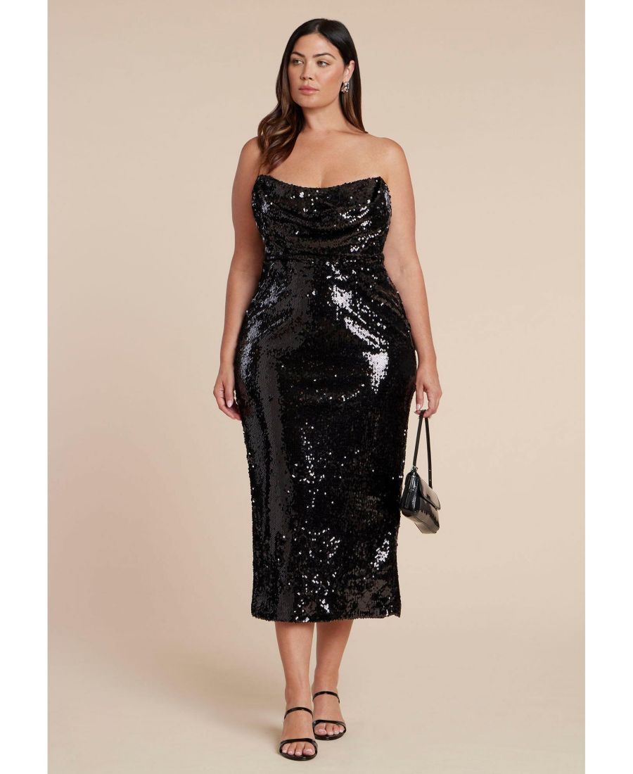 

Женское платье с корсетным лифом и пайетками ELOQUII, Black onyx