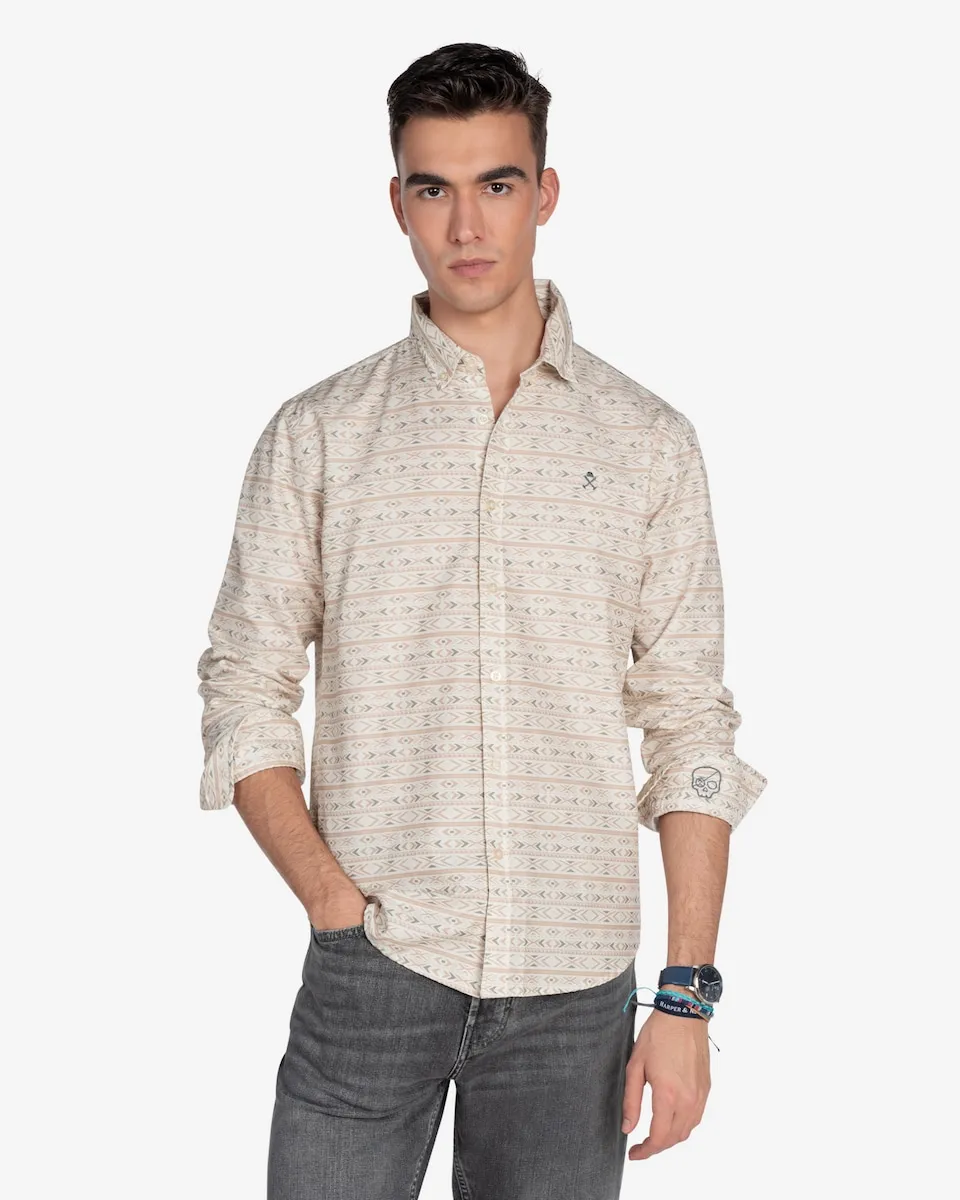 

Этническая мужская рубашка slim Harper & Neyer, пастельно-розовый