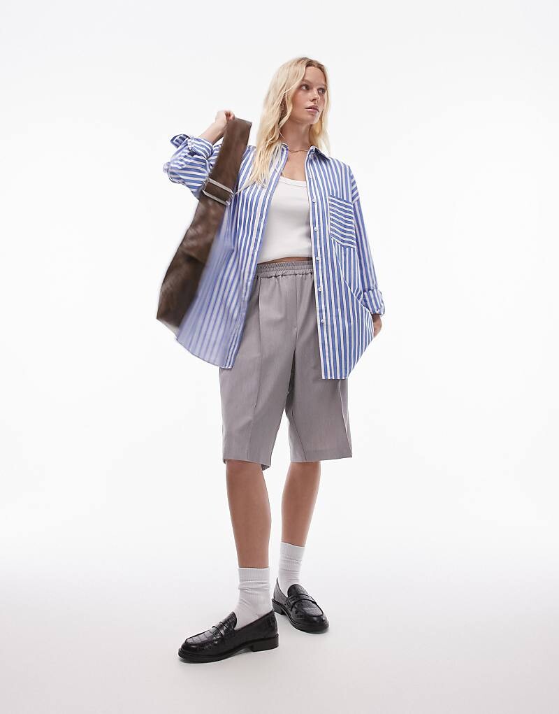 

Topshop – Рубашка оверсайз в синюю широкую полоску
