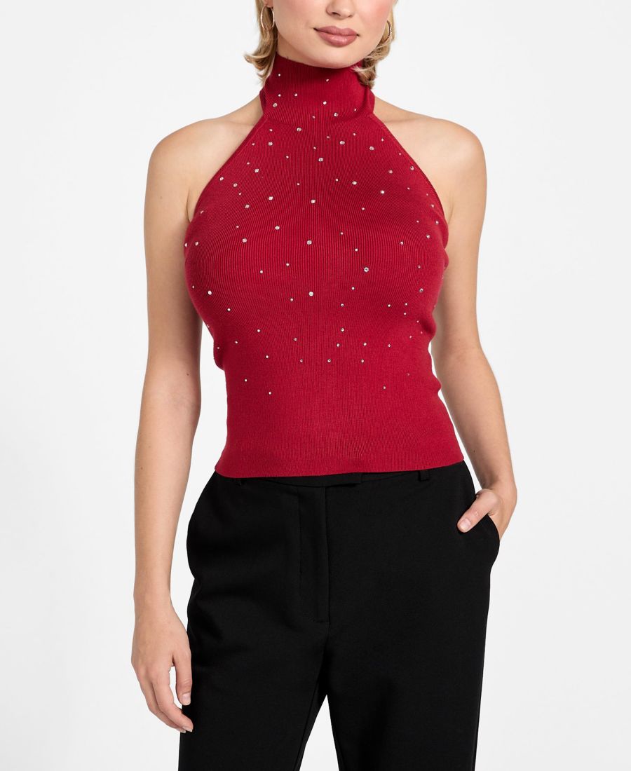 

Женский топ без рукавов с завязками на шее Minara Hot Fix GUESS, Siren Red