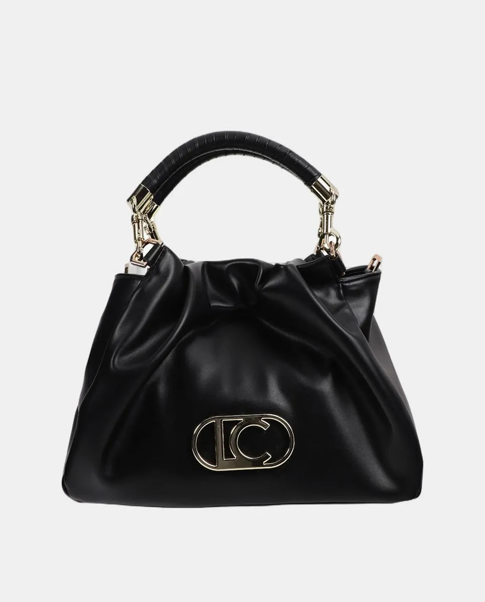 

Сумка через плечо с эффектом кожи, плетёной ручкой и металлическими деталями Lola Casademunt, черный