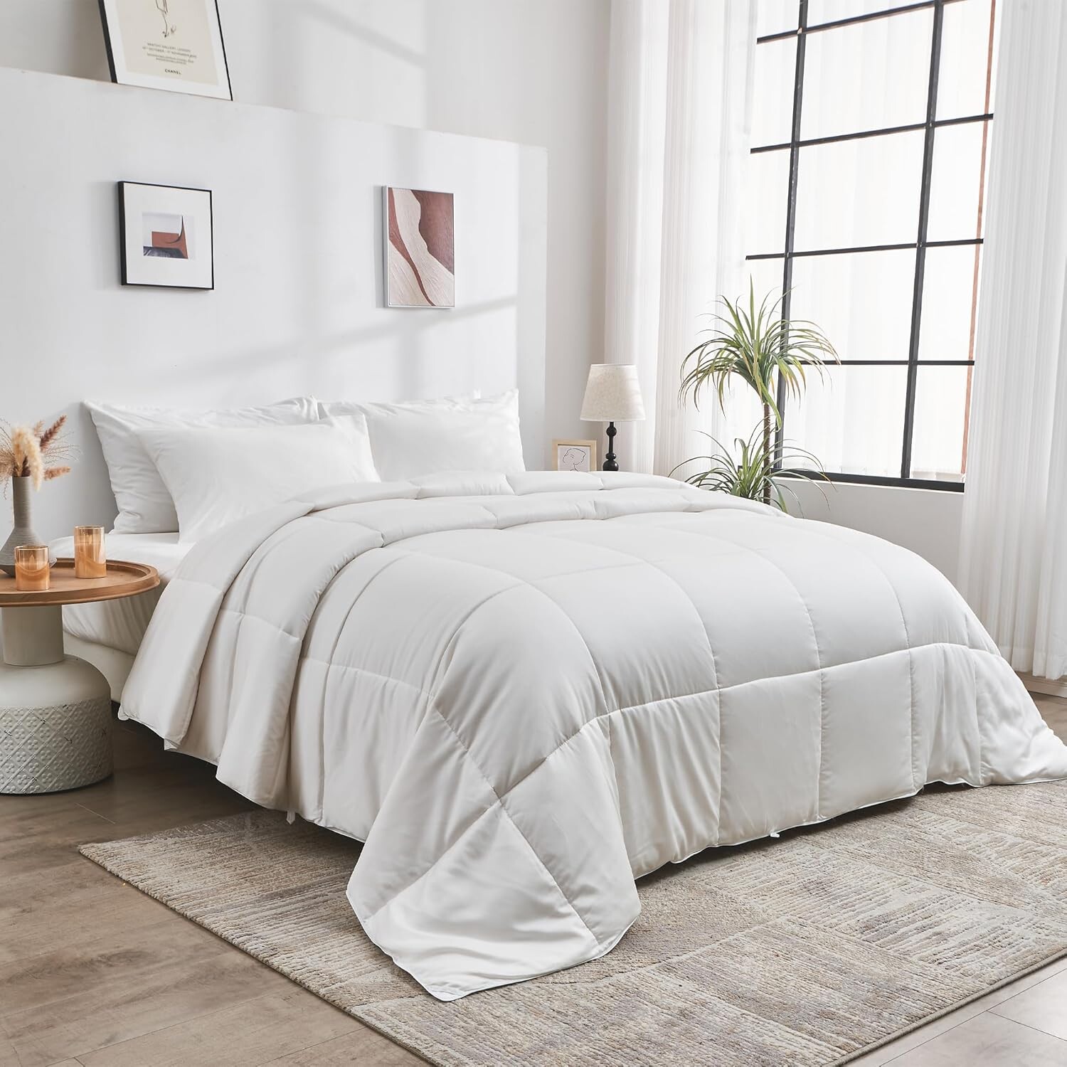 

Всесезонное охлаждающее одеяло DOZ + комплект пододеяльников из вискозы. 1 пододеяльник, 1 одеяло, 2 наволочки (противотуманные, цельные/размеры размера «queen-size», 90 x 90 дюймов) DOZ by SIJO