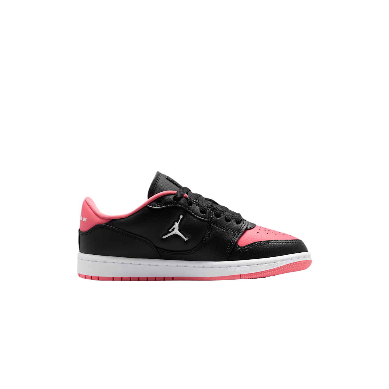 Настоящие кожаные низкие детские скейтерские кроссовки Unisex Jordan, черный/розовый gaze/белый — фото 3