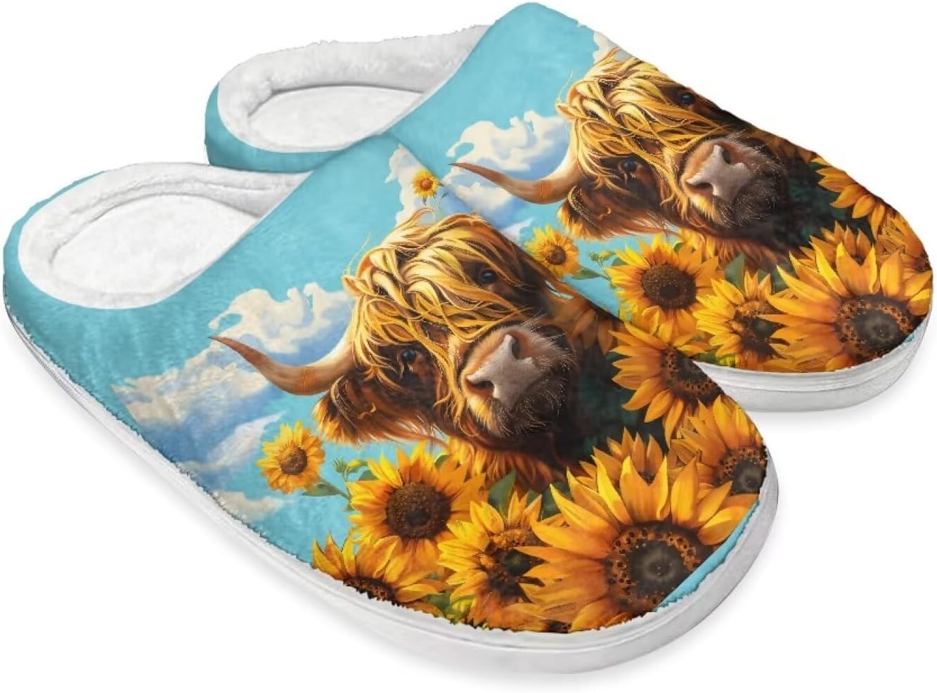 

Женские тапочки размер 9 Домашние тапочки Милые рождественские тапочки Cugasmaru, Sunflower Cow