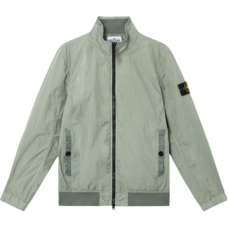 

STONE ISLAND Куртка-бомбер с высоким воротником, Sage Green
