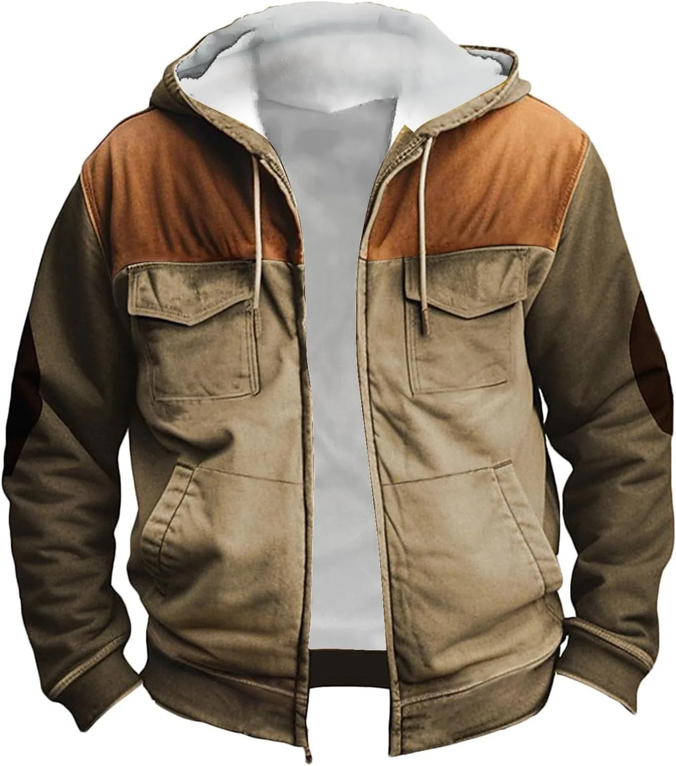 

Мужская зимняя толстовка с капюшоном retro colorblock на молнии