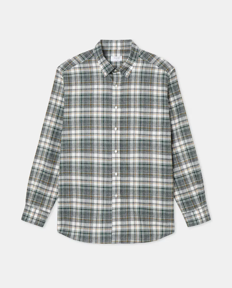 

Мужская повседневная фланелевая рубашка в клетку с длинными рукавами больших размеров Mirto, цвет Verde Militar