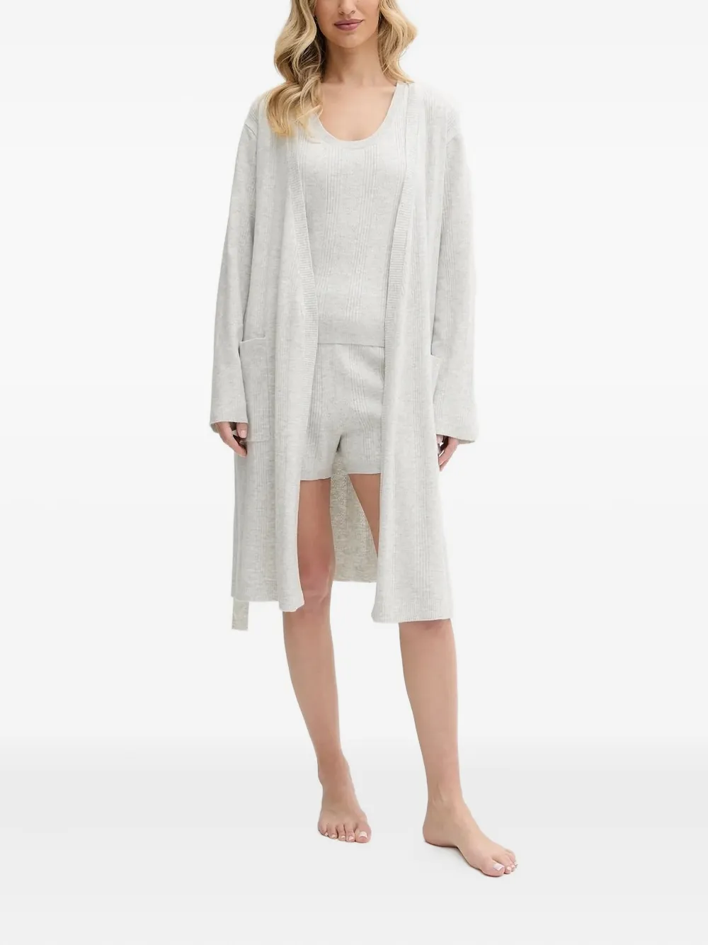 

Халат с ребристым поясом DKNY, серый