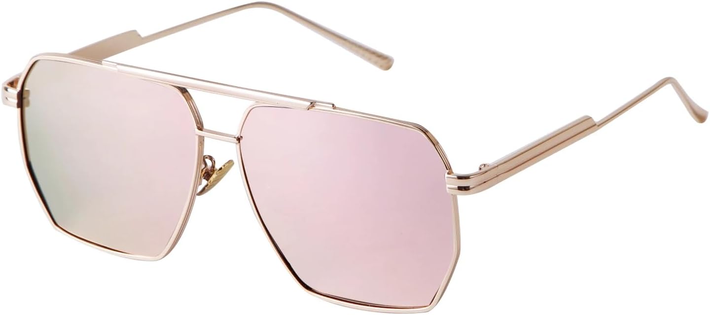 

Солнцезащитные очки с защитой UV400 | Розовые, плоская верхняя часть, большая оправа | для женщин и мужчин, для занятий спортом на открытом воздухе и вождения (03) LXLHWN, 04